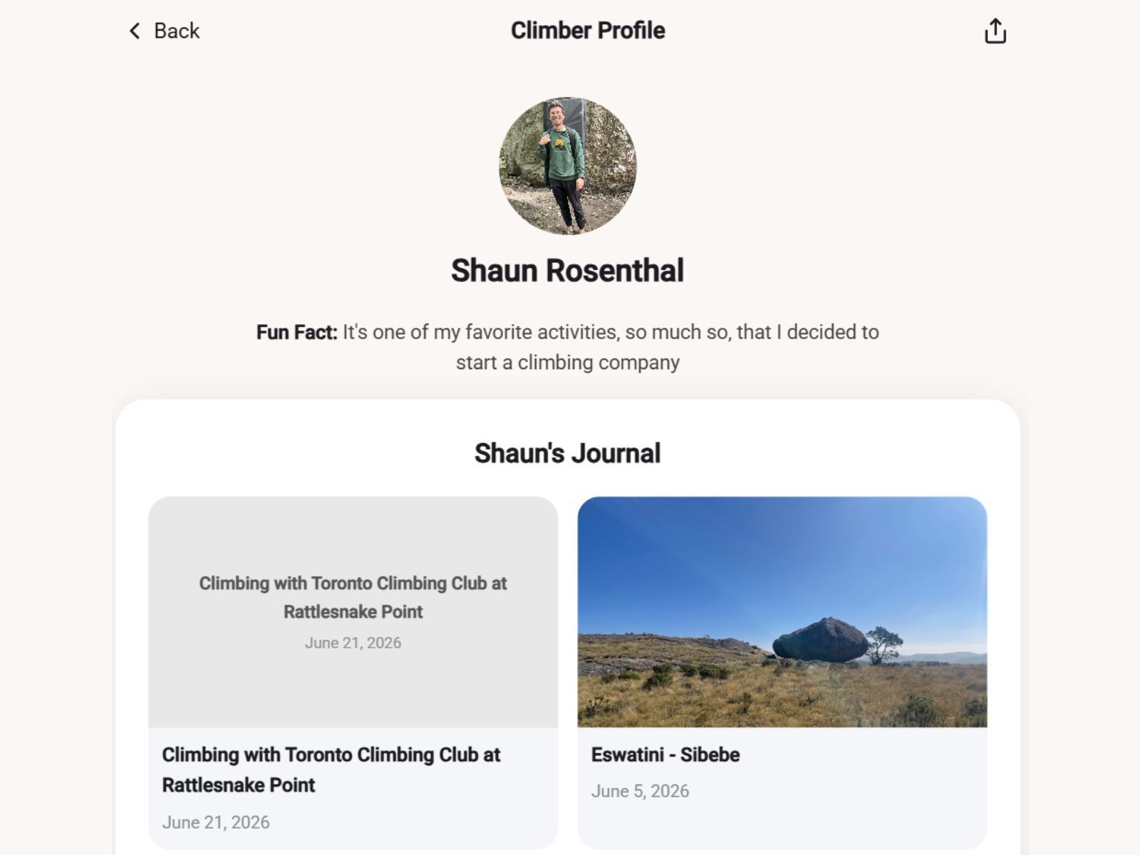 Climber profile